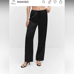 Mango black satin pants